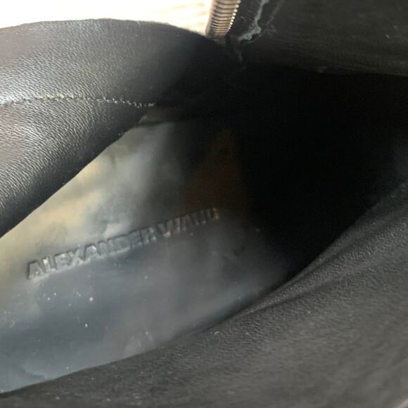 Alexander Wang Gabi Black Leather Booties 6.5 Silver Cutout Heel Ankle Boots - Picture 8 of 9